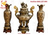 Đỉnh đồng và đôi lọ thờ cúng đẹp tinh sảo