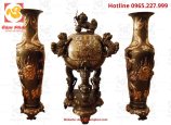 Đỉnh đồng và đôi lọ thờ cúng đẹp tinh sảo