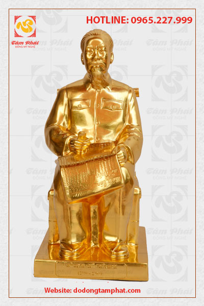 Tượng Bác Hồ ngồi đọc báo nhân dân xã luận cao 42 cm