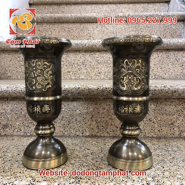 bộ đồ thờ đồng vàng cạo màu