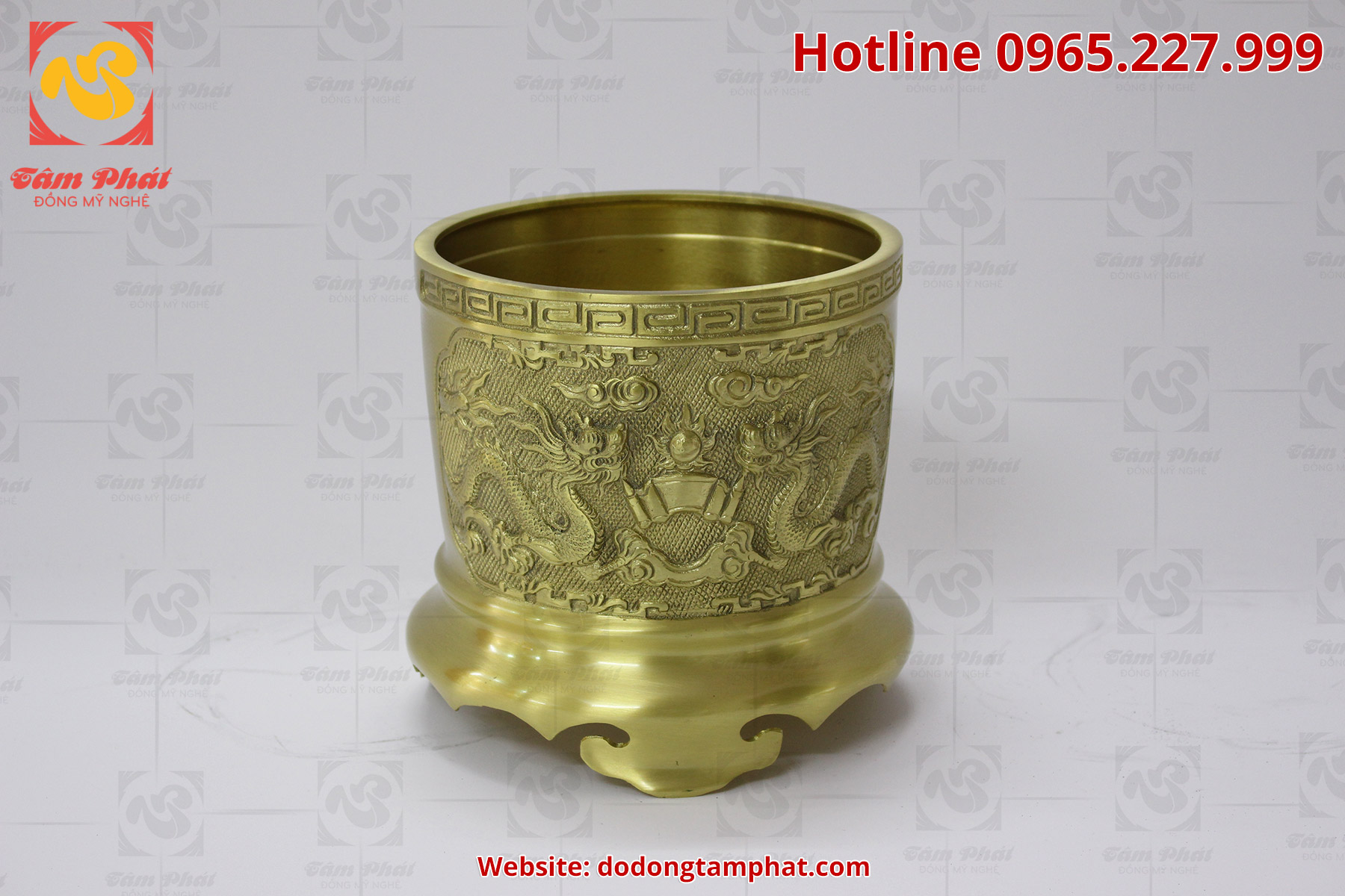 Bát hương bằng đồng màu mộc mạ đường kính 20 cm