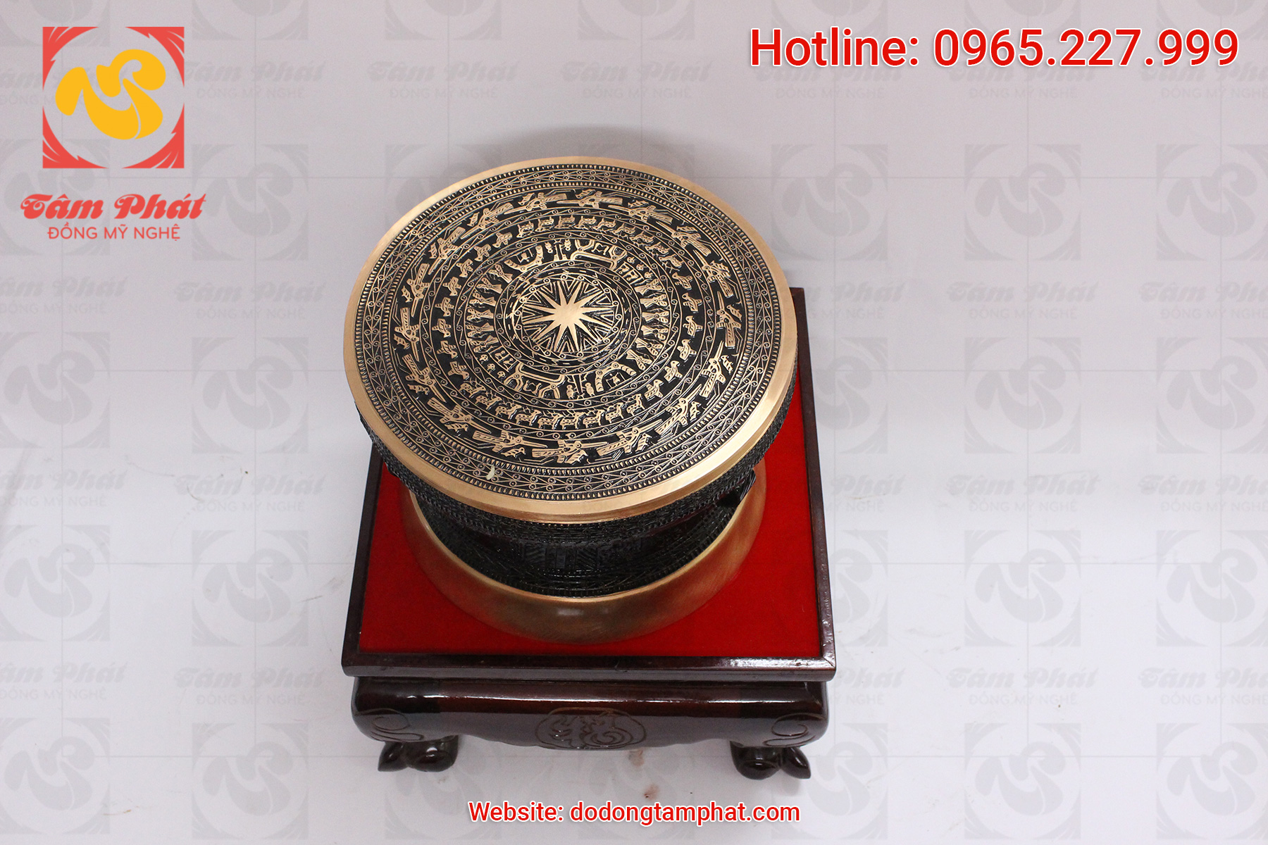 Trống đồng đường kính 60 cm đúc tinh xảo