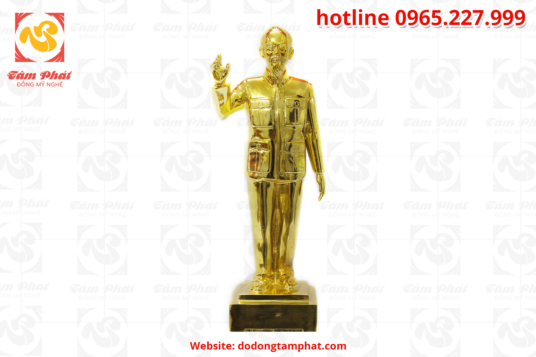 Tượng đồng: Bác Hồ vẫy tay chào chiều cao 60 cm