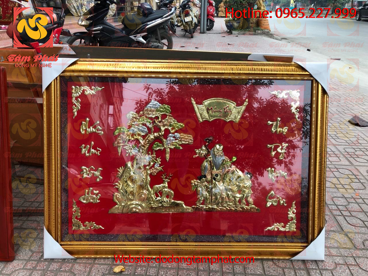 Tranh mừng thọ bằng đồng