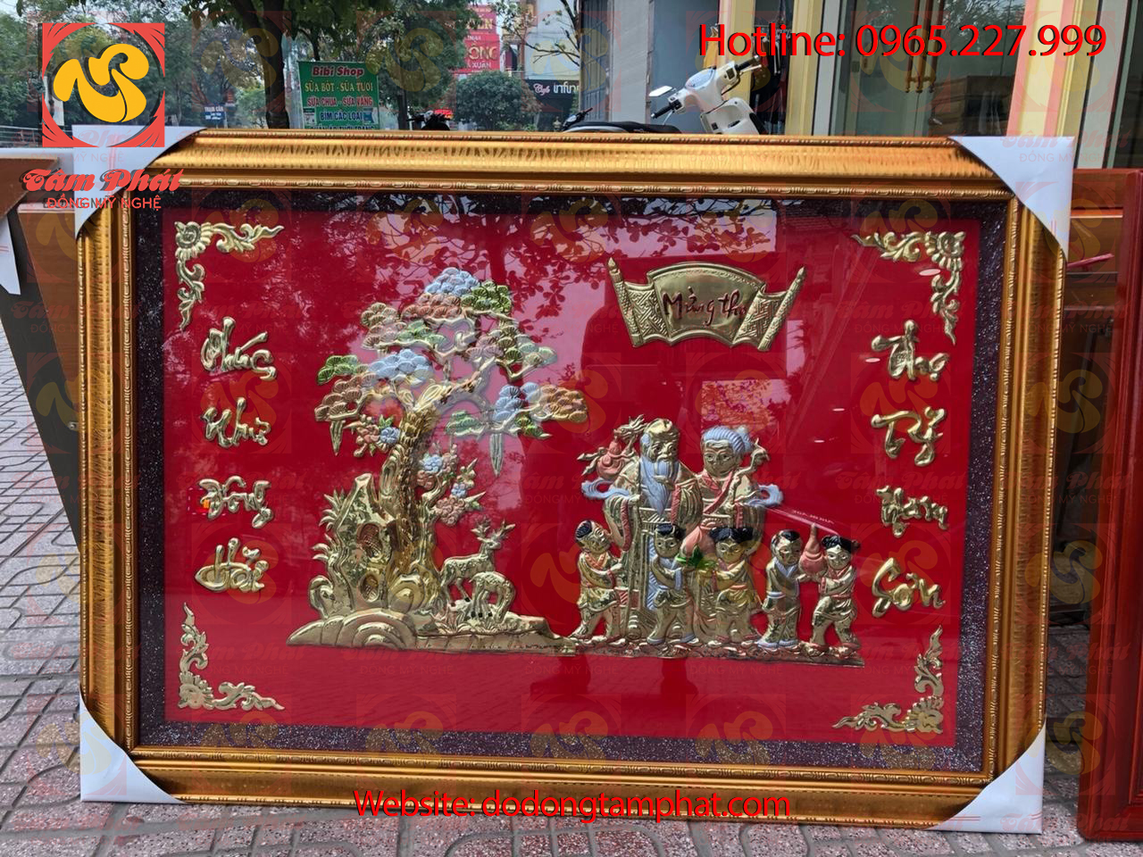 Tranh mừng thọ bằng đồng