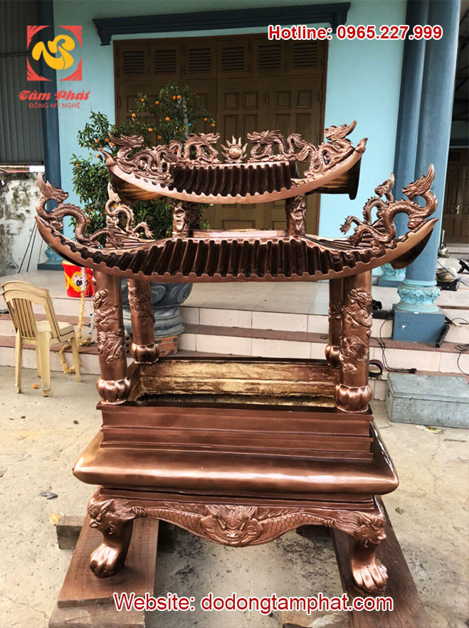 Lư đồng đỏ mái chùa 1m5 nặng 4 tạ