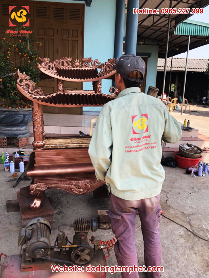 Lư đồng đỏ mái chùa 1m5 nặng 4 tạ