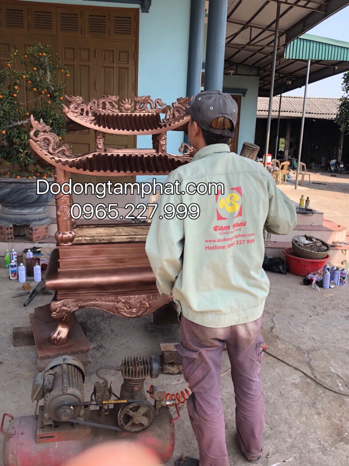 Lư đồng đỏ mái chùa 1m5 nặng 4 tạ