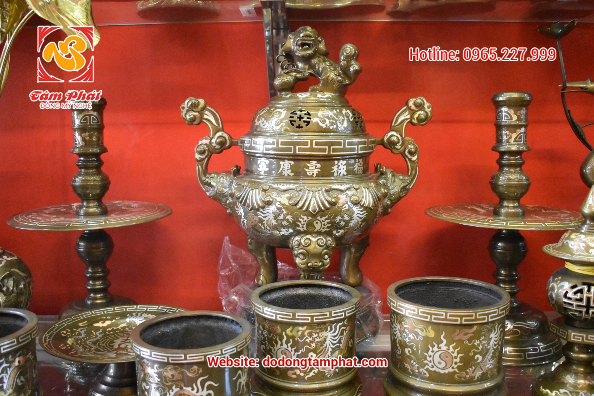 Bộ tam sự khảm tam khí 70cm cao cấp