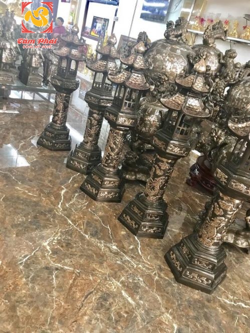 Đôi đèn đồng đỏ cạo màu các kích thước 90cm, 1m1, 1m3, 1m5……