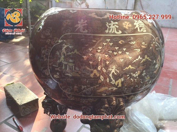 Đỉnh thất lân vờn cầu khảm tam khí “ Phúc Lộc Thọ Khang Ninh” cao 90cm cực tinh xảo