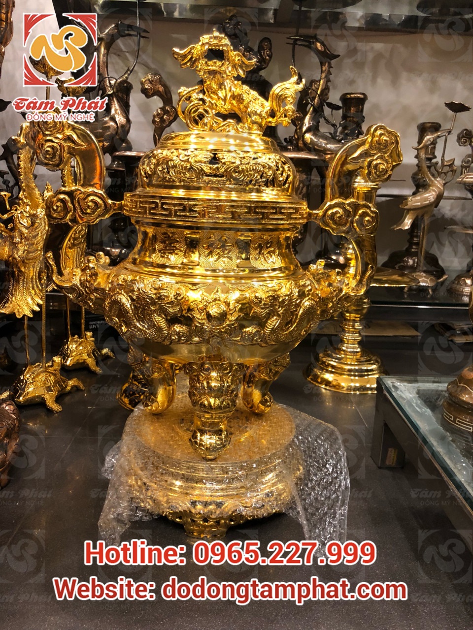 Bộ ngũ sự 60cm đúc tinh xảo mạ vàng 24K