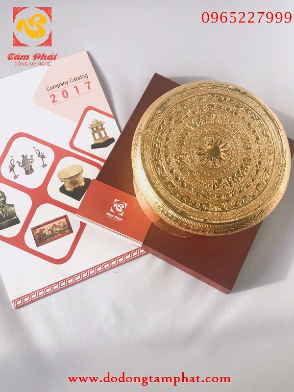 Quả trống đồng đường kính 10cm mạ vàng – quà tặng doanh nhân, đối tác cao cấp