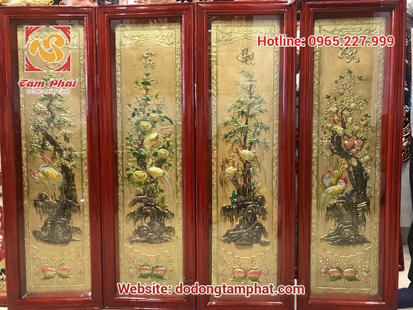 Tranh đồng xước tô màu sinh động kích thước 40cm*1m27