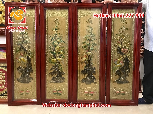 Tranh đồng xước tô màu sinh động kích thước 40cm*1m27