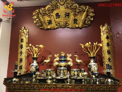 Hoành phi câu đối bằng đồng nguyên chất loại nhỏ