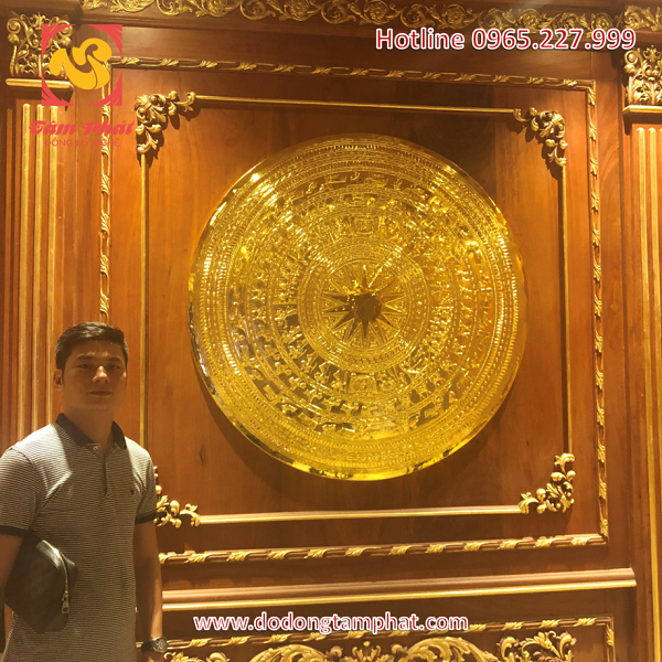 Mặt trống đồng thếp vàng 9999 đường kính 1m