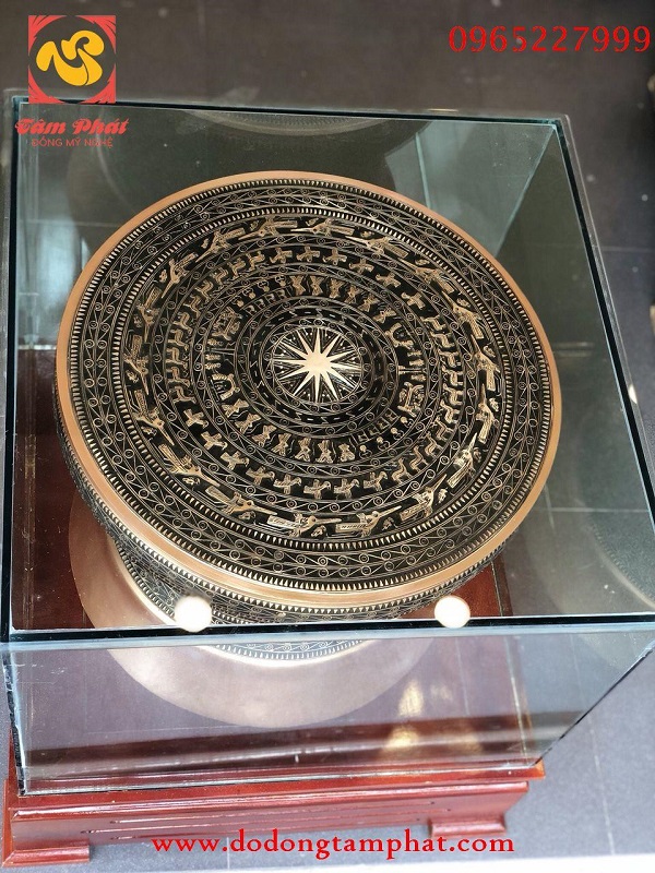 Quả trống đồng Đông Sơn màu sắc cổ điển, đường kính 50cm