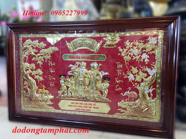 Tranh đồng song thọ cao cấp với lời chúc ý nghĩa