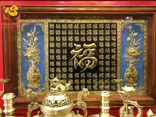 Tranh đồng Vạn Phúc thếp vàng 9999 tinh xảo