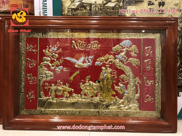 Tranh mừng thọ cụ ông bằng đồng nội dung ý nghĩa