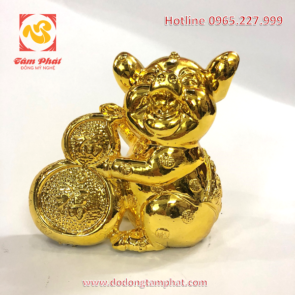 Tượng heo Nghênh Phúc mạ vàng 24k mang lại may mắn