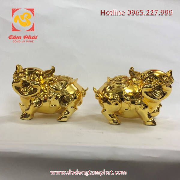 Tượng heo vàng 1 cặp đa phúc, đa lộc