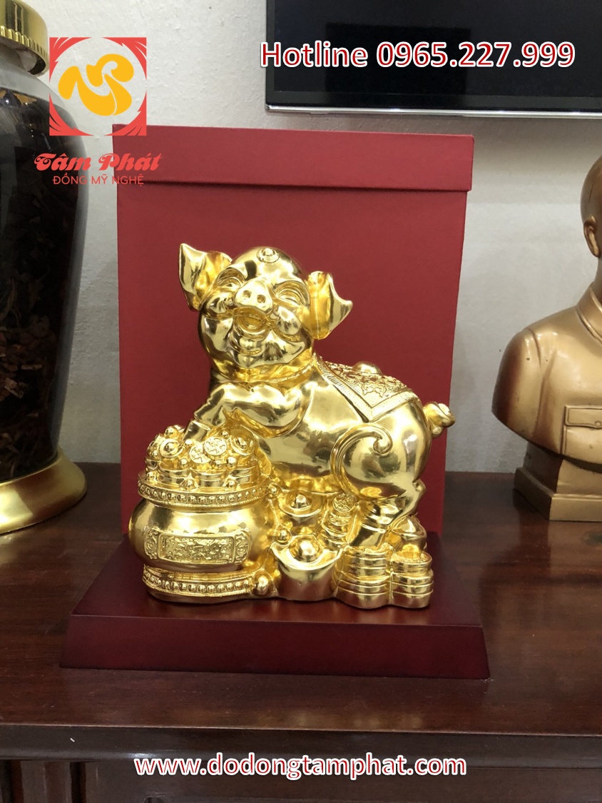 Linh vật lợn thiếp vàng 9999 cao cấp