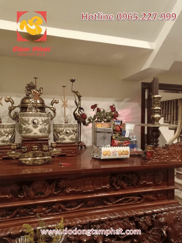 Bộ ngũ sự cao cấp bằng đồng cạo màu, đỉnh cao 50cm