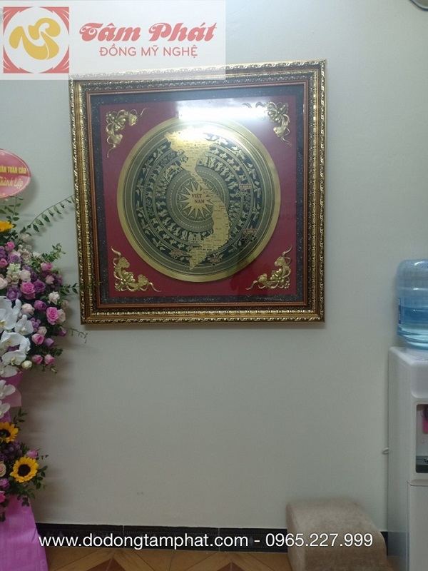 Tranh trống đồng bản đồ chữ S đường kính 80cm