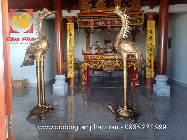 Đôi hạc thờ đồng đỏ 1m73 bàn giao cho khách Nghệ An