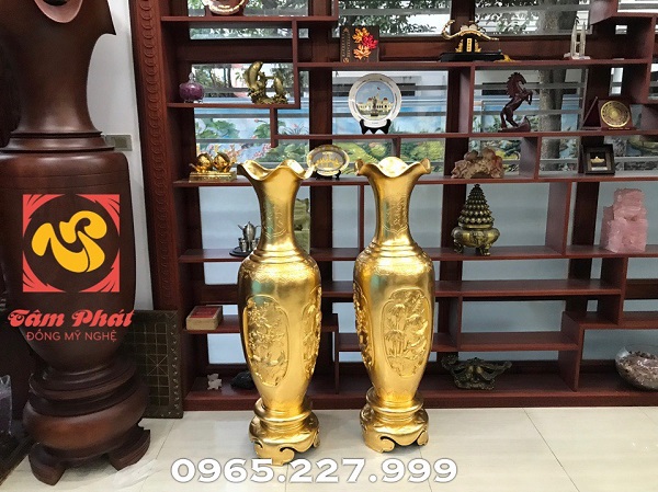 Cặp lộc bình thếp vàng 9999 cải thiện phong thủy