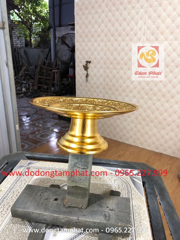 Mâm bồng cao cấp bằng đồng dát vàng