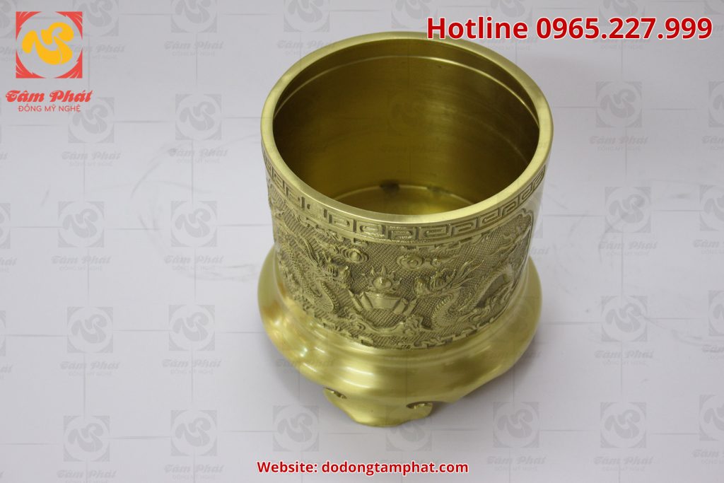 Bát hương bằng đồng màu mộc mạ đường kính 20 cm
