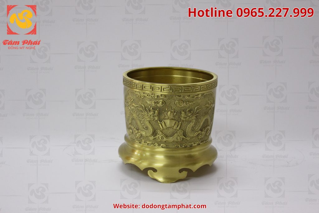 Bát hương bằng đồng màu mộc mạ đường kính 20 cm