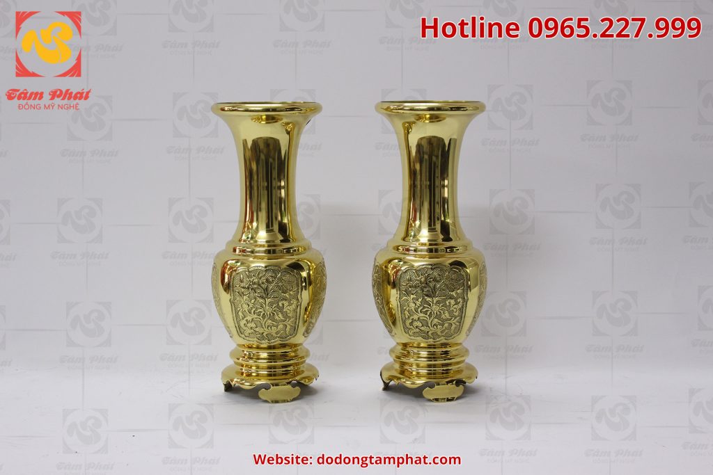 Ống cắm hương bằng đồng vàng cao 35cm