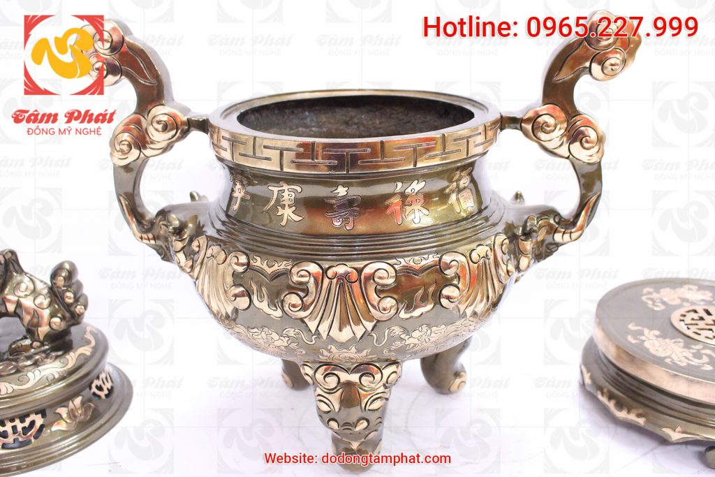 Sản xuất lư hương đồng cực kỳ tinh sảo