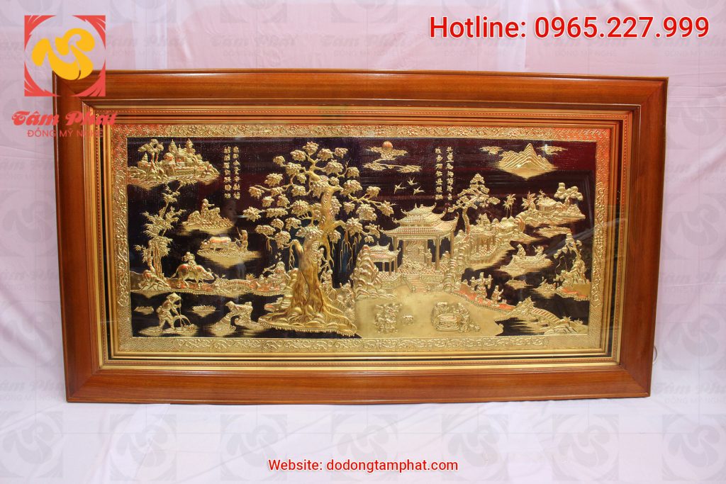 Trang đồng quê vàng nền đen kích thước 1m7 x 0,9m