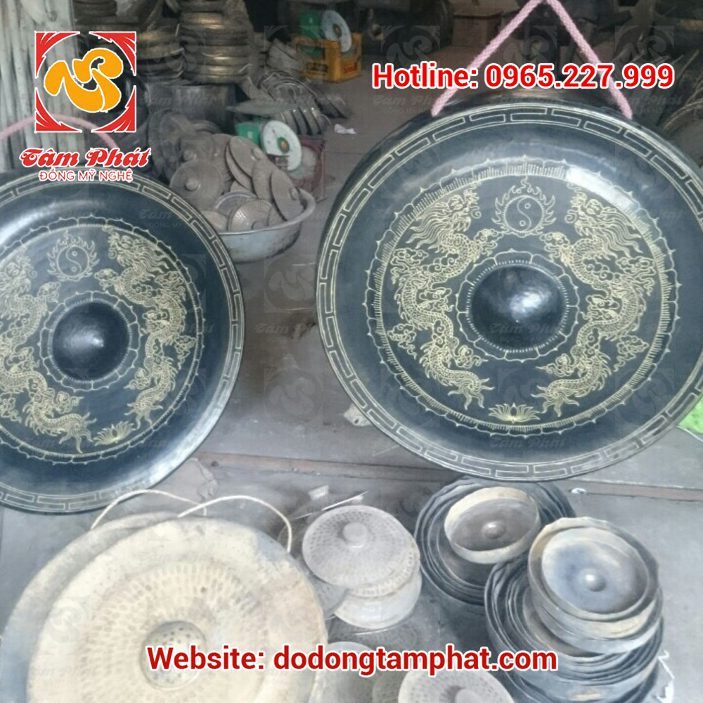 Chiêng đồng rồng phượng đường kính 60cm Tâm Phát