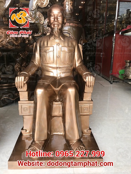 tượng đồng bác hồ ngồi ghế cao 90 cm