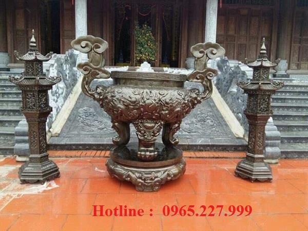 Đỉnh mao rồng đồng đỏ hun đen giả cổ, cao 1m2