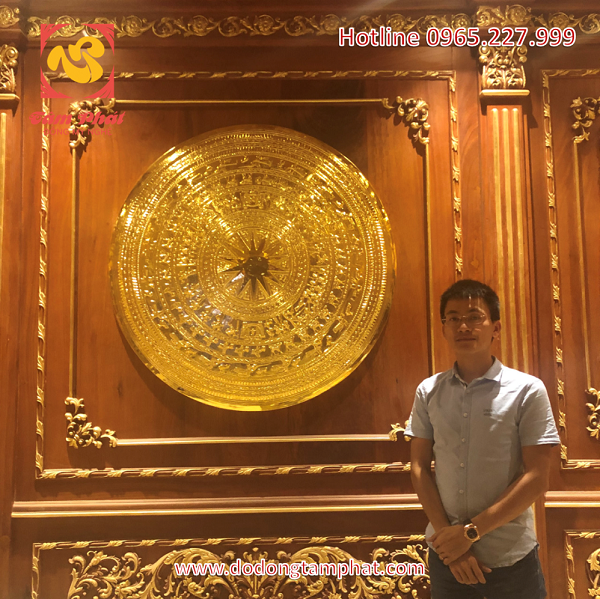 Mặt trống đồng thếp vàng 9999 đường kính 1m