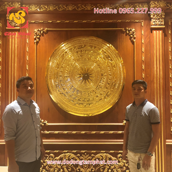 Mặt trống đồng thếp vàng 9999 đường kính 1m