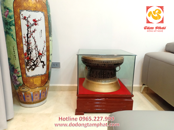 Quả trống đồng Đông Sơn màu sắc cổ điển, đường kính 50cm