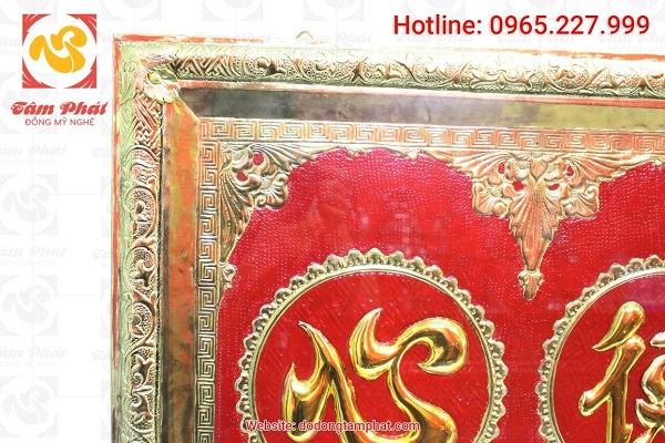 Tranh chữ bằng đồng Tâm Đức Phúc Lộc thiết kế tinh xảo