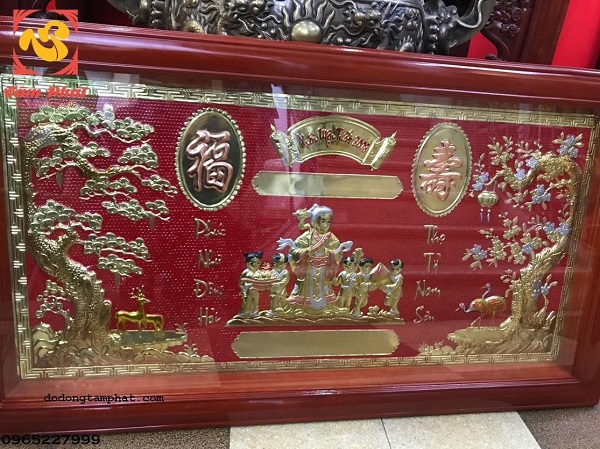 Tranh đồng mừng thọ cụ bà với đại tự Phúc Thọ thúc nổi