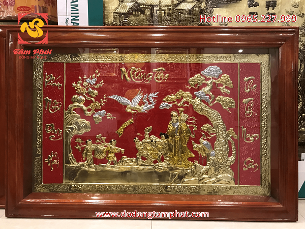 Tranh mừng thọ cụ ông bằng đồng nội dung ý nghĩa
