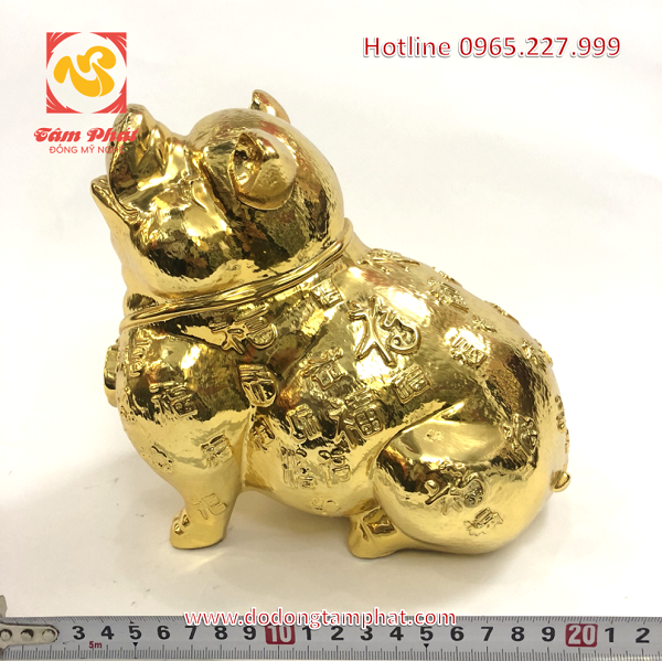Tượng heo Nghênh Phúc mạ vàng 24k mang lại may mắn