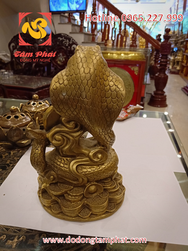 Tượng rắn phong thủy nằm trên tiền xu Chiêu Tài Tấn Bảo	