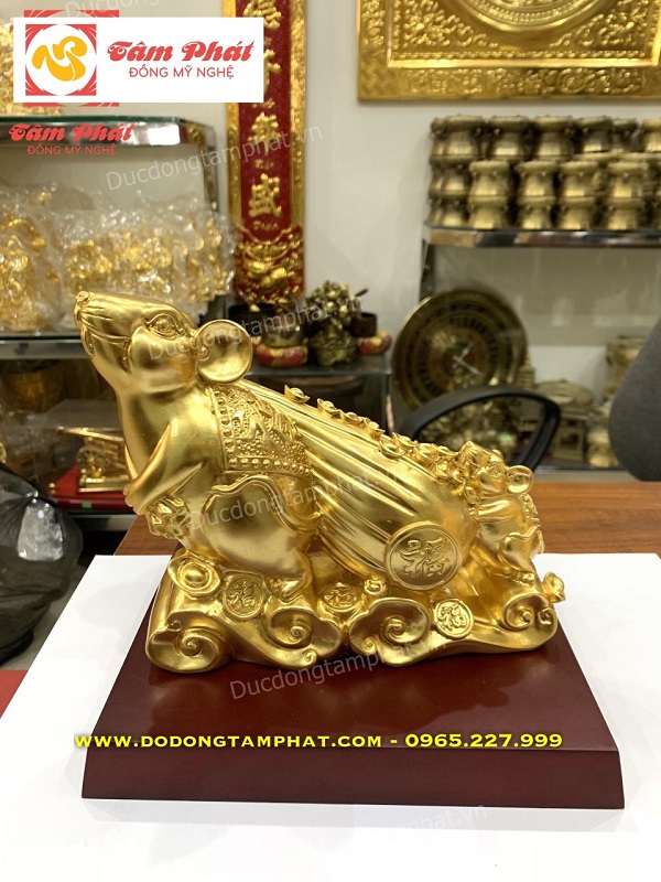 Tượng chuột phong thủy kéo túi tiền may mắn thịnh vượng